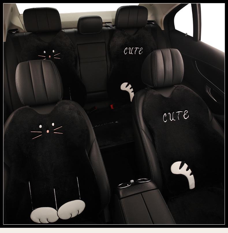 Cartoon Kitten Winter Plush Car Seat Cushion for Honda Civic, Haoying, XRV, Inspire, CRV