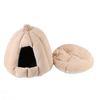 Cat House Removable Washable Cushion Hooded Pet Cave House Tent Bed for Indoor Light Coffee