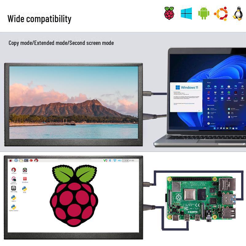 Tragbarer 10-Zoll-LCD-Touch-Monitor mit 7-Punkt-Touch, IPS-Panel und schlankem Design