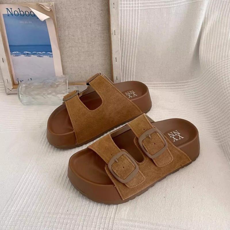 

Beautiful thick-bottomed cool slippers for women s summer outer wear, high-end new models, going out with skirt slippers 40 хаки