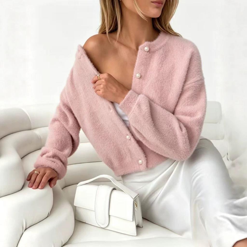 Women's Cozy Cardigan Sweaters Long Sleeve Fall Button Down Tops Knit Sweater Cardigans Casual Fuzzy Stretch Lounge Outfits for Women Sweater Jackets