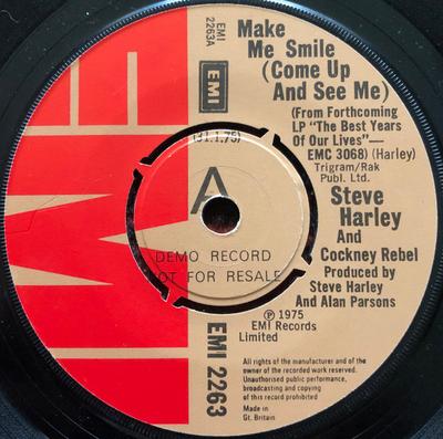 7inch Record STEVE HARLEY & COCKNEY REBEL - Make Me Smile (Come Up And See Me) EMI2263PROMO EMI 1975 UK Rock Used