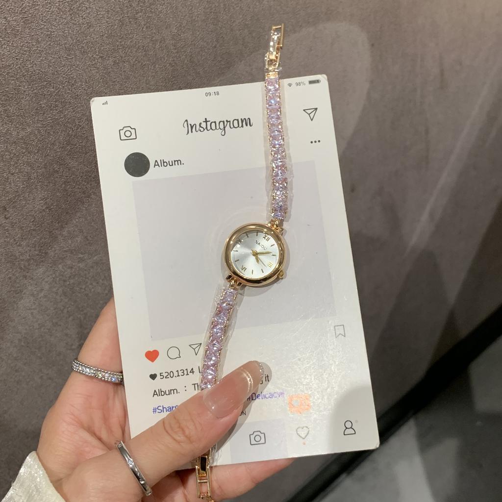 Rhinestone Bracelet Watch Round Women'S Chain List Versatile Small Fresh Women'S Watch Fashion Trend Gold Watch Medieval