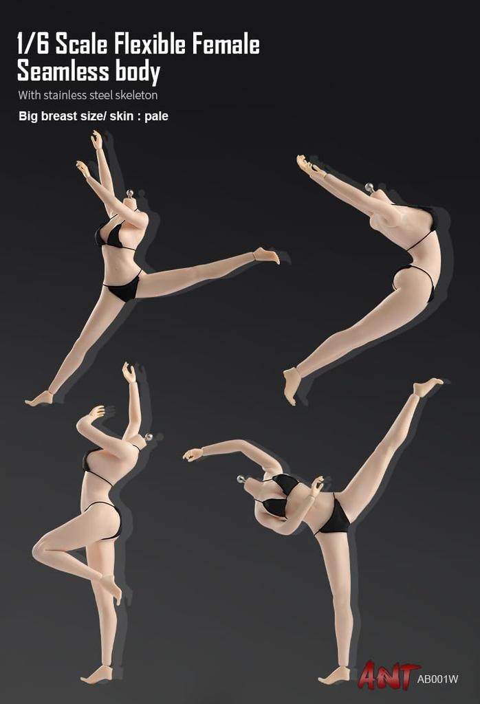 Toys Hobbies Scale Action Figure ANT AB001W White Pearl Skin Super Flexible Seamless Body Large Bust No Clothes Female Body & [TOYBARJAPAN] 1/6