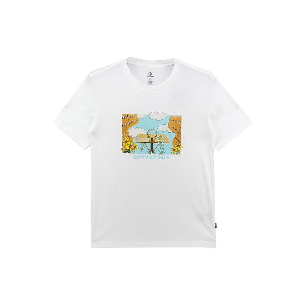 

New Converse Overgrown Hoops T Shirt Men s White 10023257-A03 M