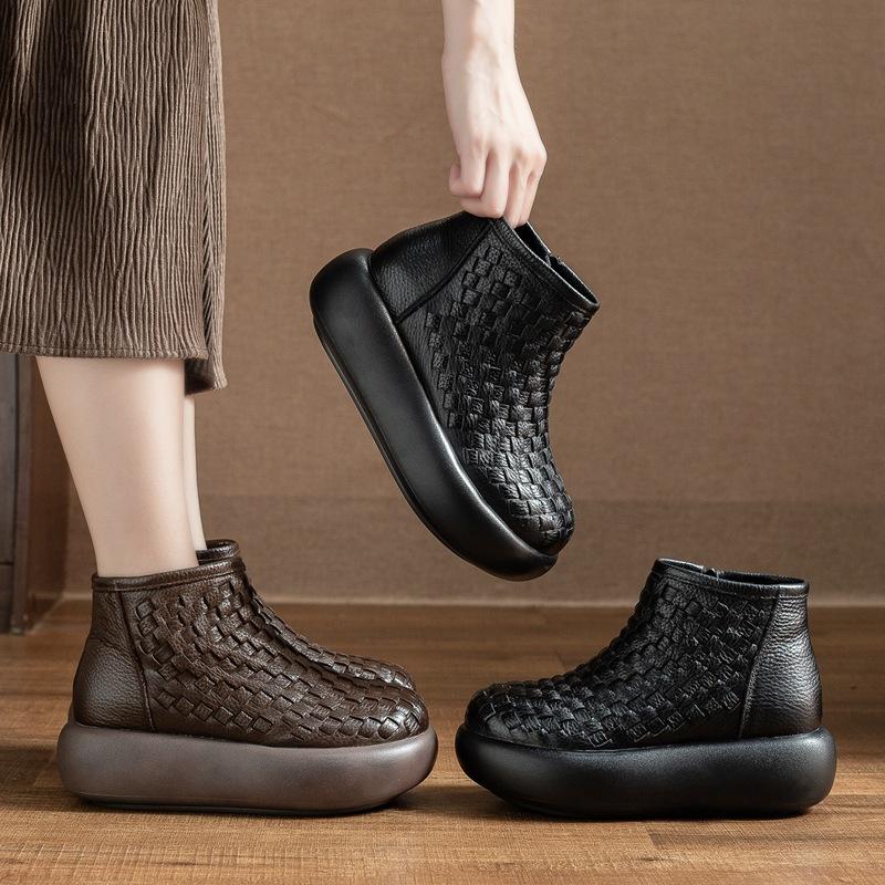 Cotton Shoes, Women's Thickened Boots, Thick-soled Retro Ankle Boots, Warm Snow Boots