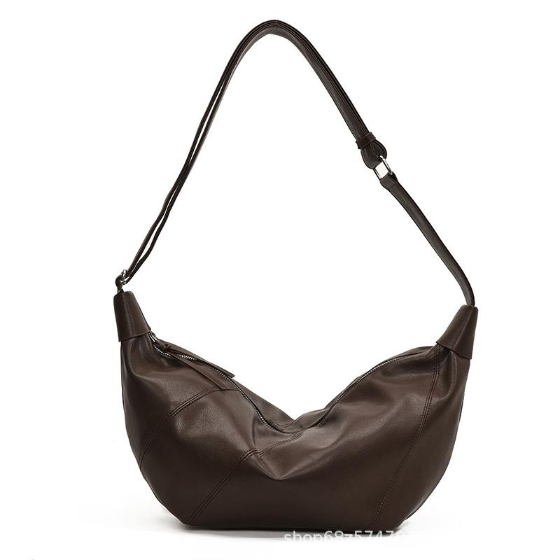 Large Capacity Bag 2025 New Casual Shoulder Messenger Bag Niche Retro Simple Foreign Style Fashion Commuter Dumpling Bag