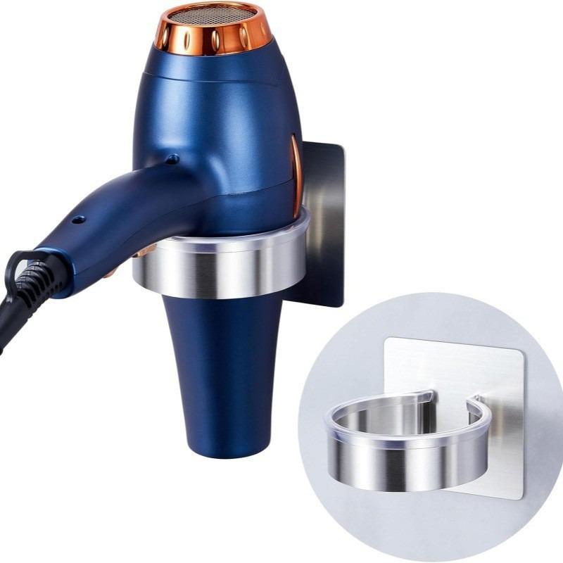 Wall-Mounted Hair Dryer & Curling Iron Holder with No-Punch Straightener and Ironing Board Rack