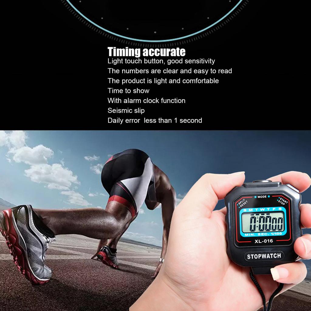 Electronic Stopwatch Single Row 2 Display Sports Stopwatch Timer Athletic Contest Clock Stopwatch with  13 Button Battery XL 016