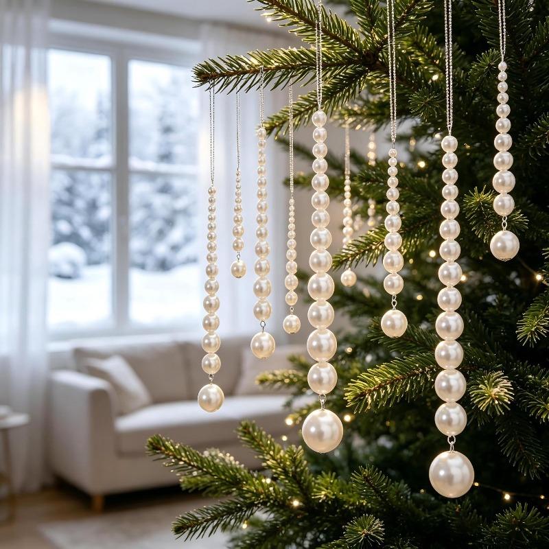 Christmas Decoration Items: 12 Pieces of Beaded Christmas Decoration Pendants for Creating Festive Atmosphere Decorations