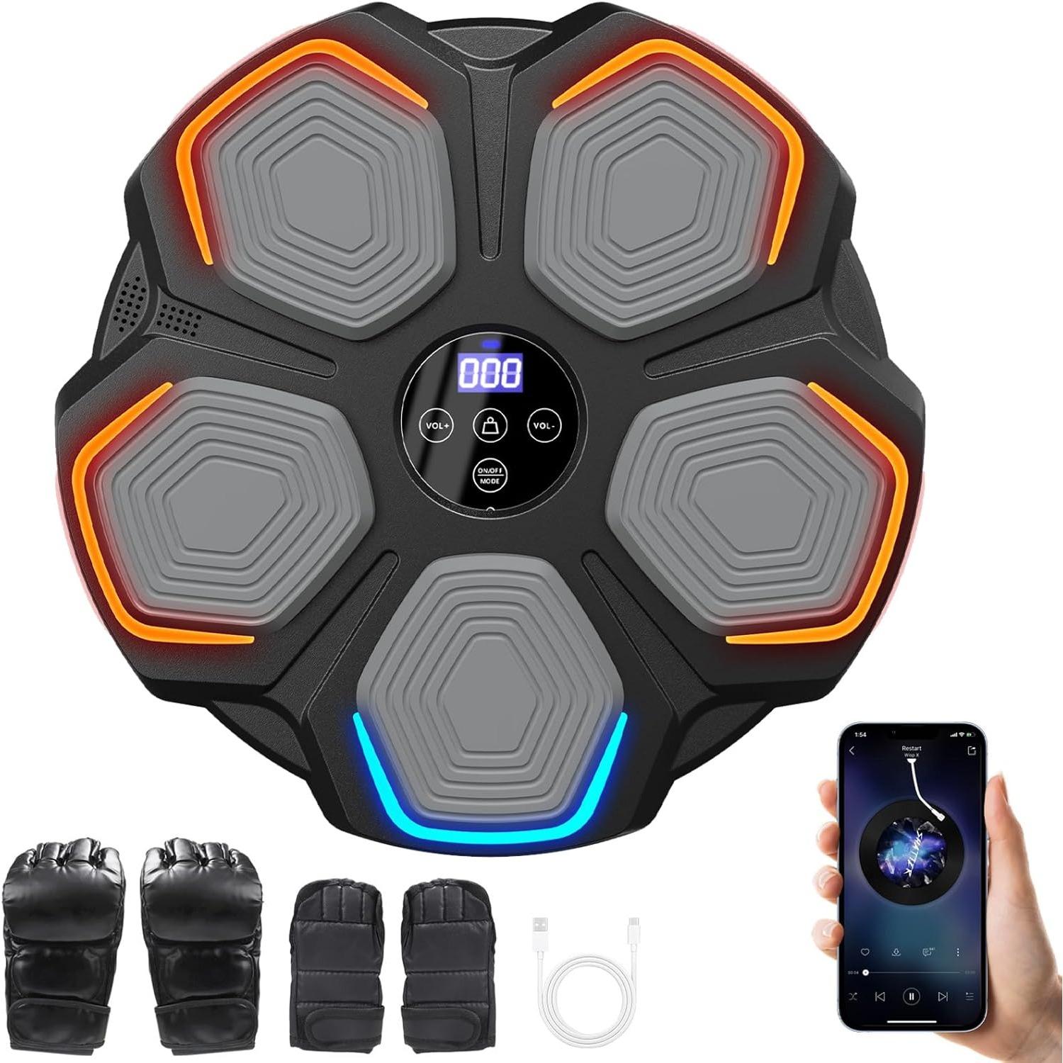 Music Boxing Machine Kids - Music Boxing Machine, Wall Mount Smart Training Gym Equipment with Force Sensor, Musical Boxing Machine for Teenage BoyS чёрный