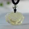 Natural Yellow Crystal Lotus Pendant, Natural Jade Carving Pendant Accessory, Unisex Lotus Necklace