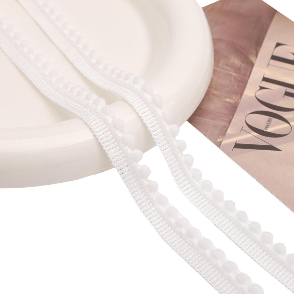 [5m] Kleine Fellbommelspitze 1cm Einfarbig Nicht-dehnbar Polyesterspitze DIY Rock Rucksack/Haaraccessoires Spitze