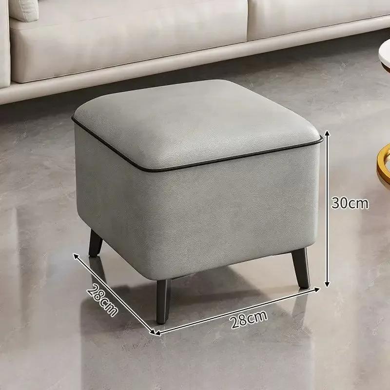 Stolička Domácí lehká luxusní nízká stolička Dveřní boty Převlékací stolička Čtvercová stolička Obývací pokoj Pohovka Boční lavice Kožené taburetky Pouf