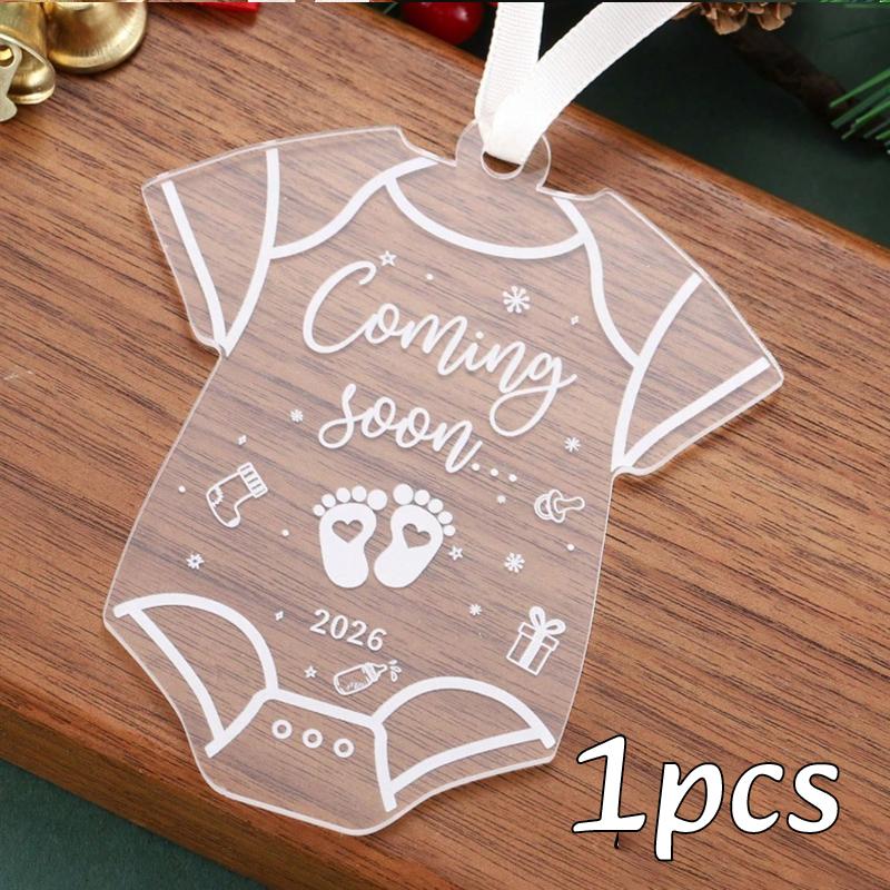 1-4PC Acrylic Christmas Tree Hanging Decor Pregnancy Announcement Ornament Gift for New Expecting Parents Xmas Hanging Ornament