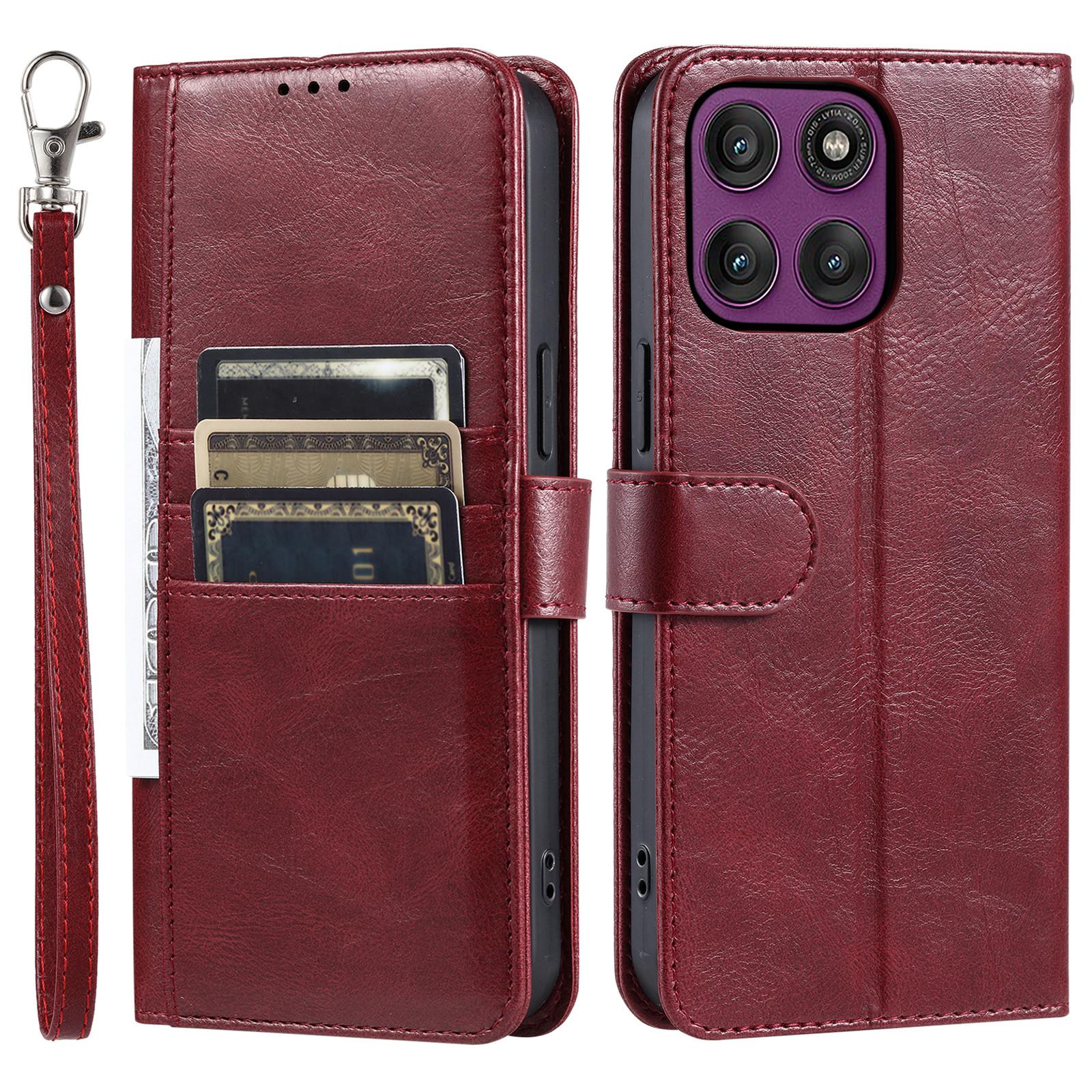 

For Motorola Moto G86 5G Case 6 Card Slots PU Leather Anti-Fall Phone Cover with Wrist Strap