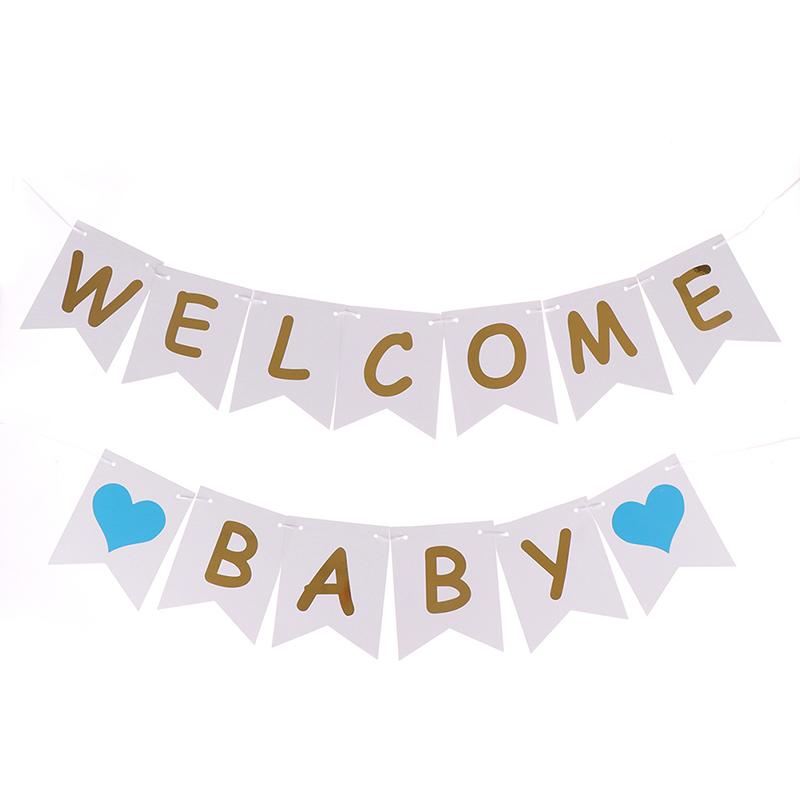 Birthday Decoration Welcome Baby Banners Paper Flags Baby Shower Banners