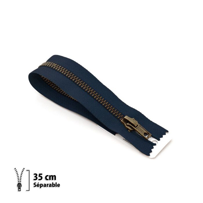 Fermeture éclair - ECLAIR - Z19 - Laiton séparable - 6mm - 35 cm - Bleu marine