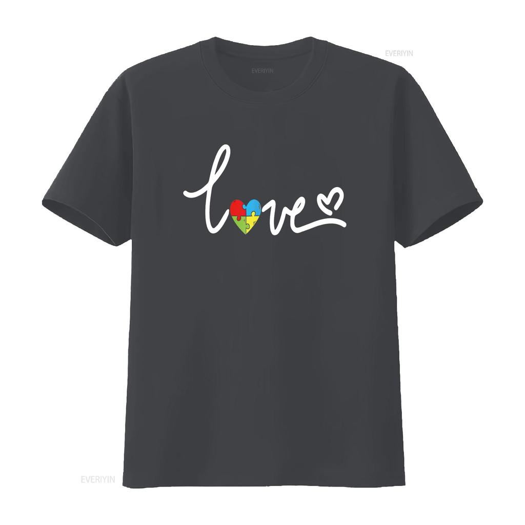For T Shirt Autism Awareness Plus Size Black vintage Washed Versatile Comfortable Stretched fashion Top For Everyday Wear Soft