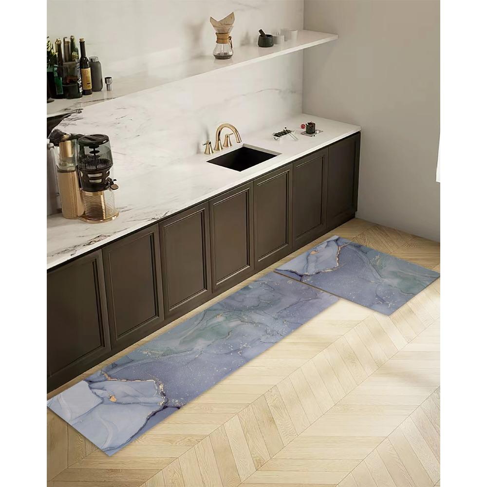 Microfiber Kitchen Two-piece Floor Mat Foot Pad Home Balcony Carpet Long Non-slip Oil Absorption and Water Absorption