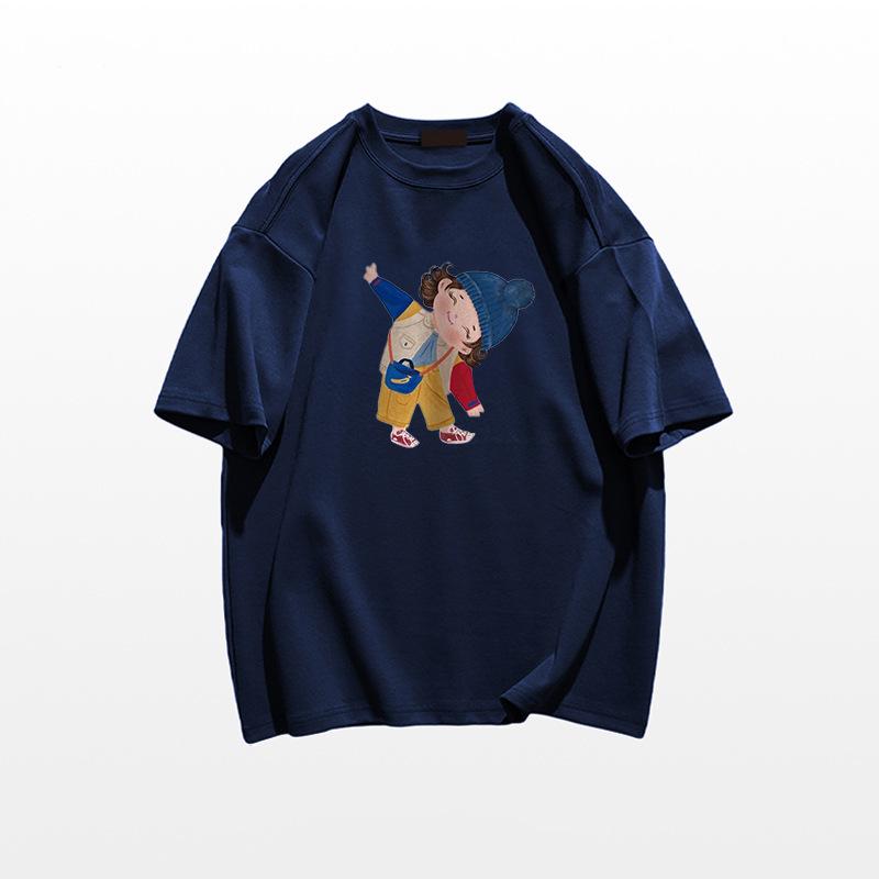 Summer 2025 Women's Loose Cartoon Print Pure Cotton T-Shirt