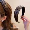 Vintage Leder Leopardendruck konkav und konvex Stirnband Maillard-Stil hoher Schädel Scheitel rutschfestes Stirnband Nischen-Design Haaraccessoires Damen