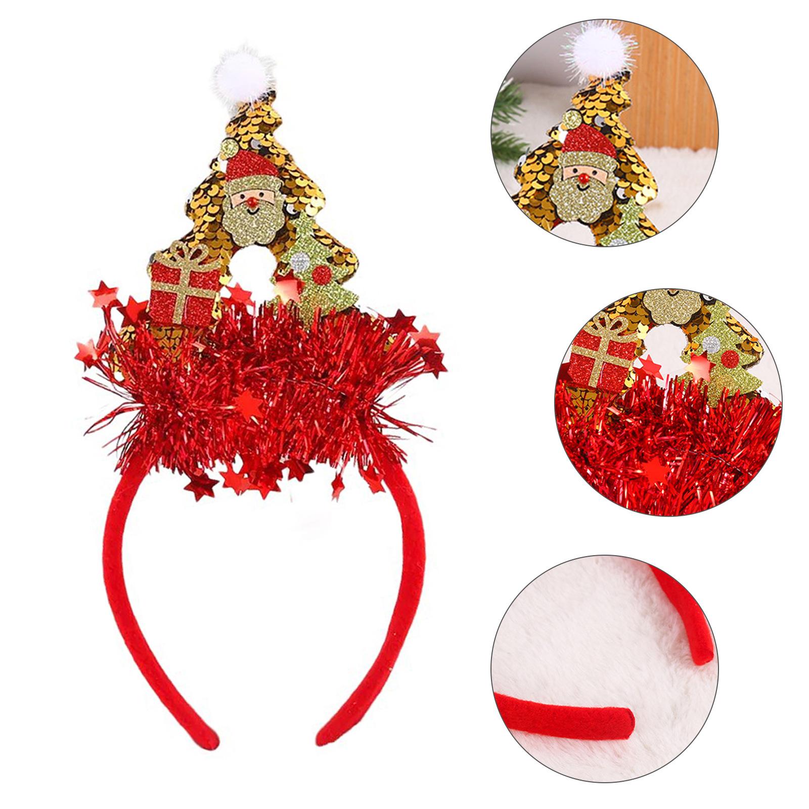 

Sequined Christmas Decorative Hairhoop New Year Party Christmas Tree Headband Festival Decors Family Gathering Headwear червоний