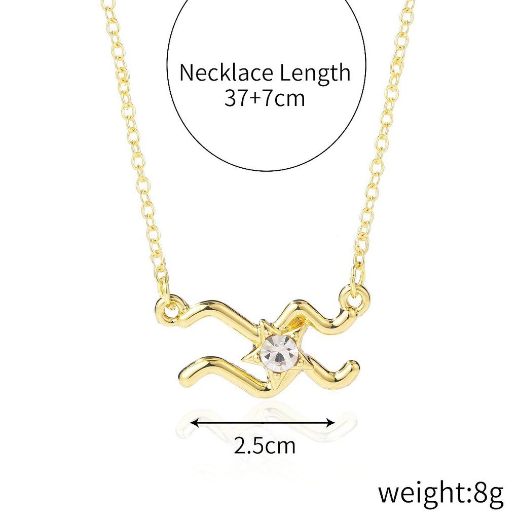 Source Twelve Constellation Necklace 12 Constellation Alloy Diamond-encrusted Rhinestone Collarbone Chain, Spot