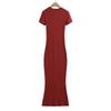 Chic V-neck Slim Fit Short-Sleeve Dress: European & American Style Summer Midi