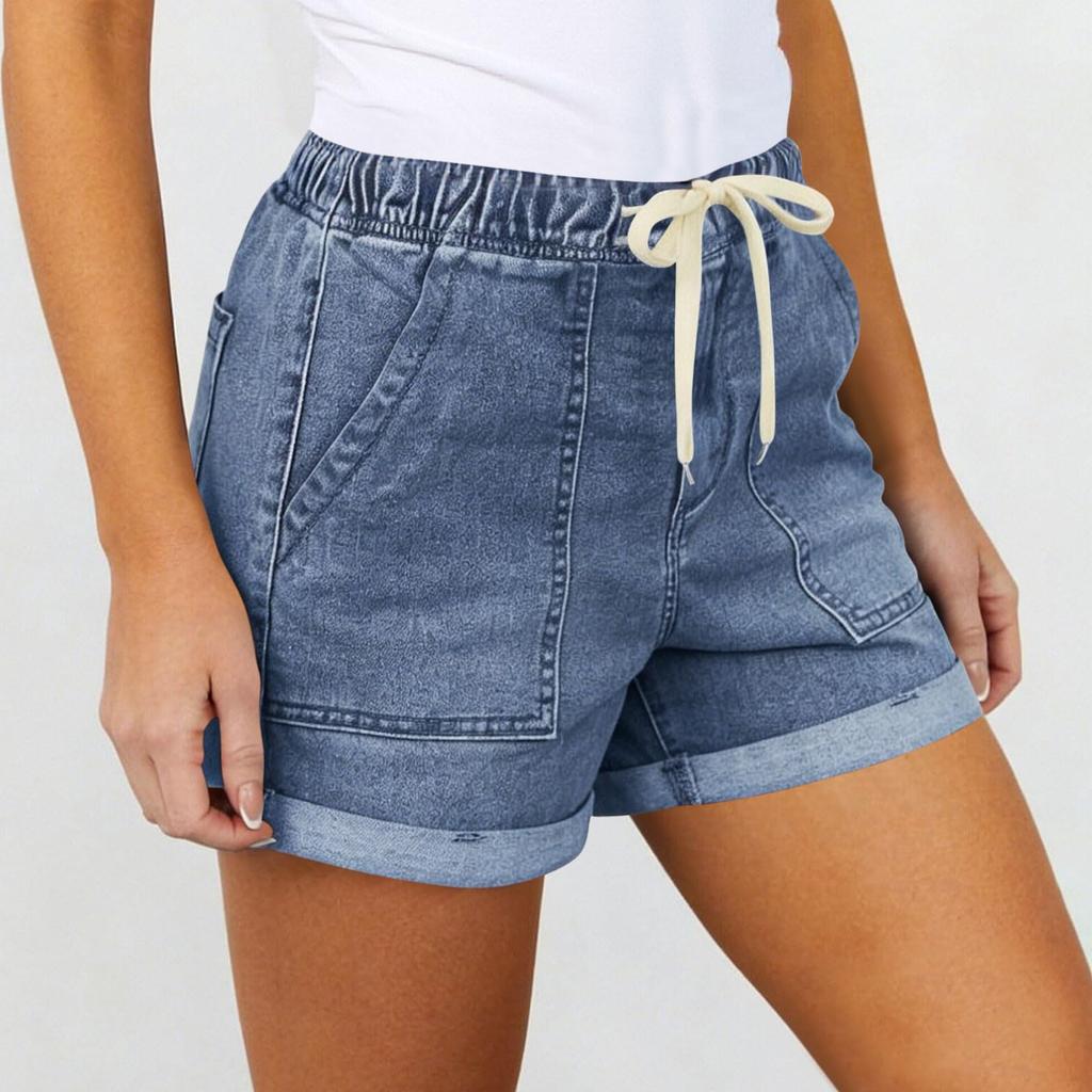 Women's Color Jeans Stretch Slim Fit Distressed Denim Shorts