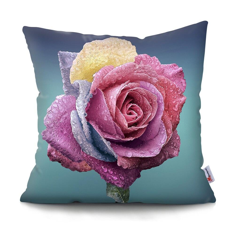 Mote Rose Putetrekk Polyester Print Putetrekk Beautiful Flower Home Decor Putetrekk