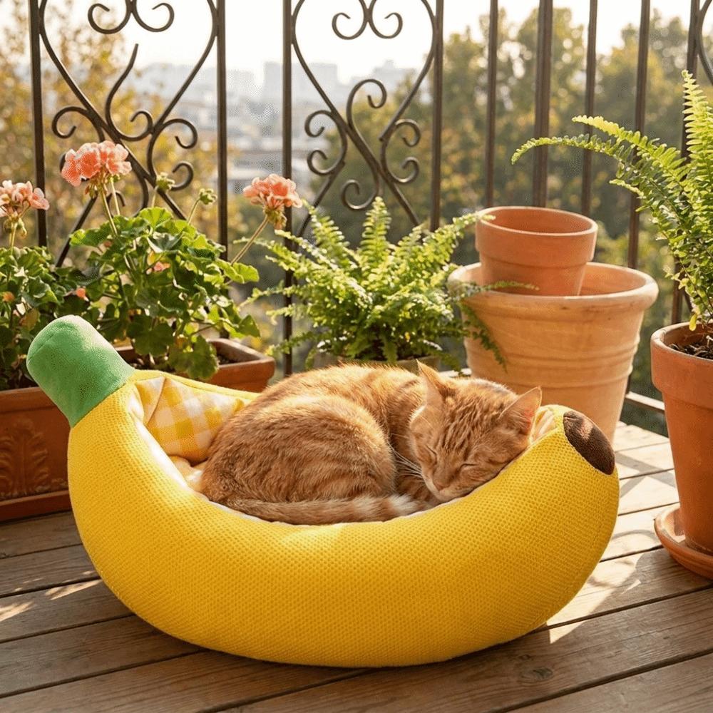 Warm Plush Banana Boat Pet Nest Soft Pet Sofa Bed Pet Furniture Cat Mat Cat Dog