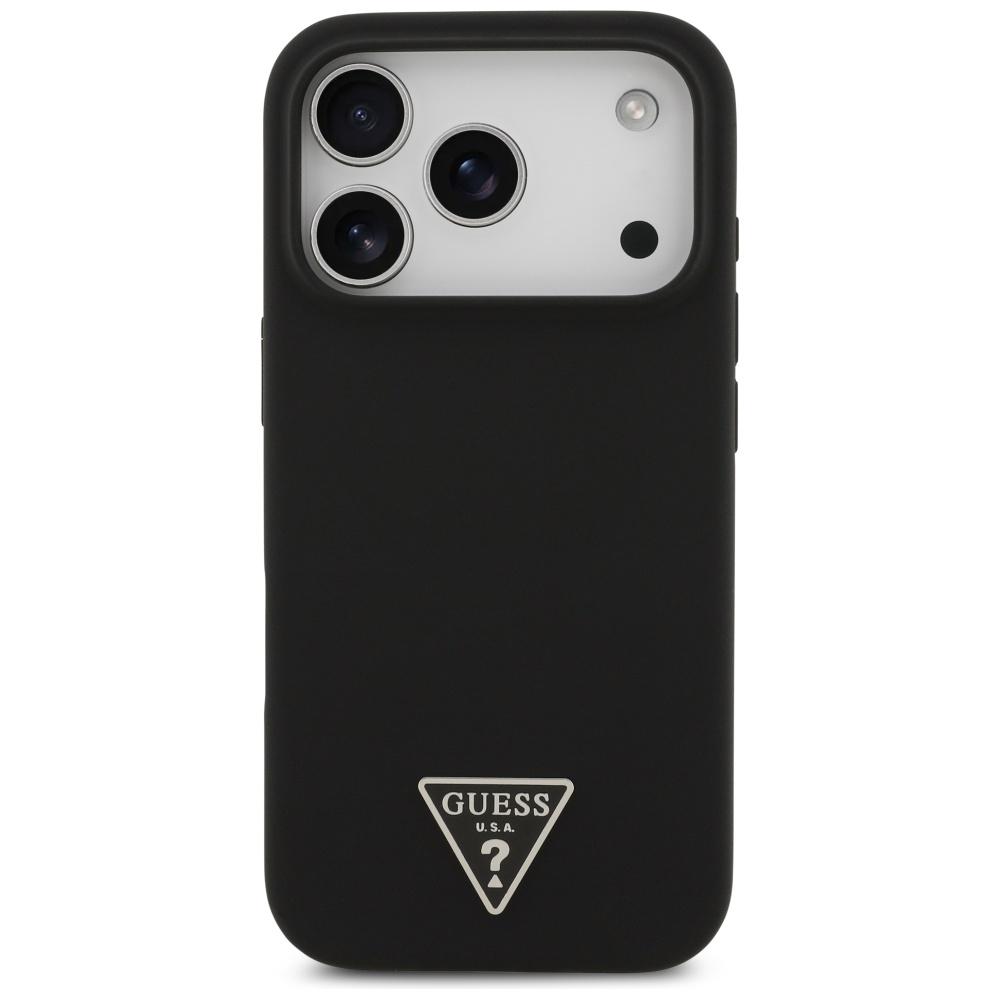 Guess Silicone Triangle Logo MagSafe Case for iPhone 17 Pro Max Black