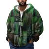 Men'S Winter Zipper Hooded Fleece Sweatshirt With Patch Pocket Casual Jacket