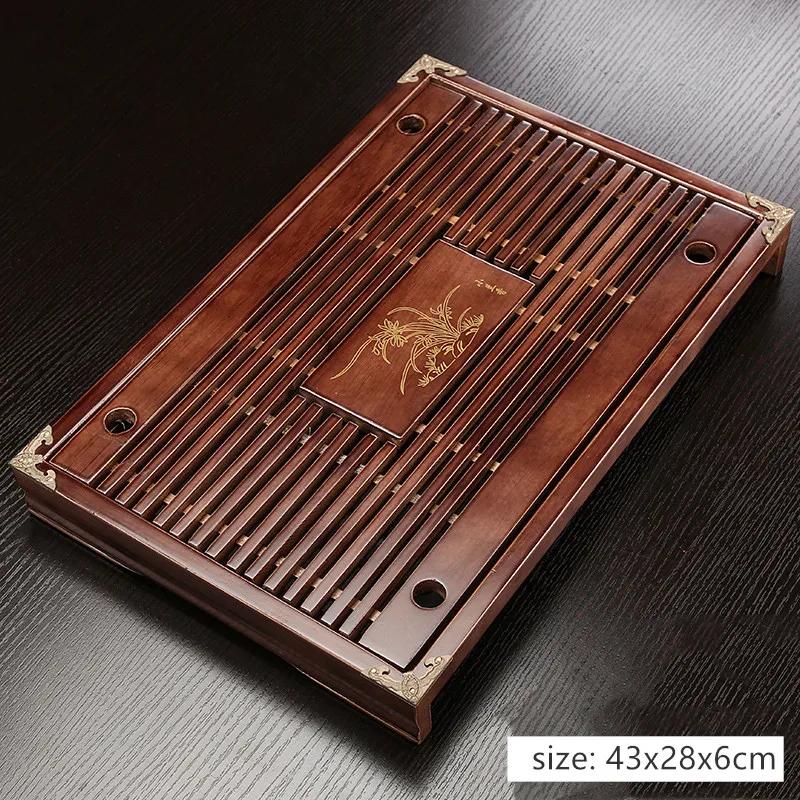 

Luxury Large Wooden Tray Rectangular Solid Wood Tea Tray Chinese Living Room Trays Decorative High Grade Tea Set Accessories