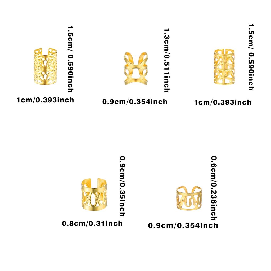 50PCS Bohemian Style Mini Dreadlock Beads Vintage Hollow Hair Rings Hair Pins Loops Hair Accessories Loc Hair Jewelry for Braids