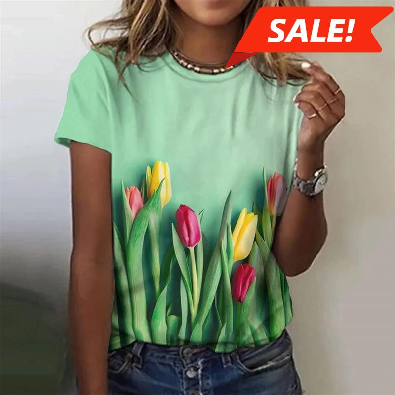 Harajuku Flower 3d Women's Y2k Graphic T Shirts Summer Clothes Women Casaul Everyday Tops Female Short Sleeve Tee Blouse Y2k