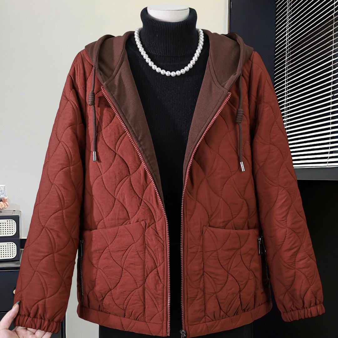 

2026 Spring Hooded Cardigan for Middle-Aged Moms - Solid Color Fashion Jacket for Mother s Day XL (recommended 105-120 jin)