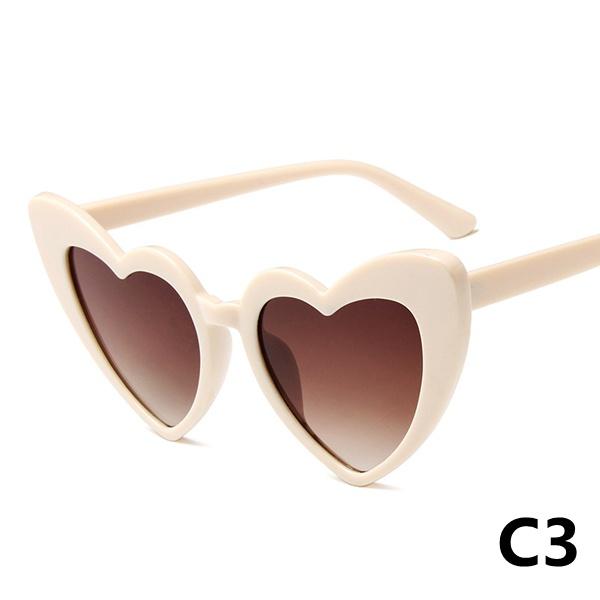 Ochelari de soare cu inimă, 14 culori, ochelari de soare cu ochi de pisică pentru femei, ochelari de soare în formă de inimă de dragoste retro pentru femei, protecție UV400