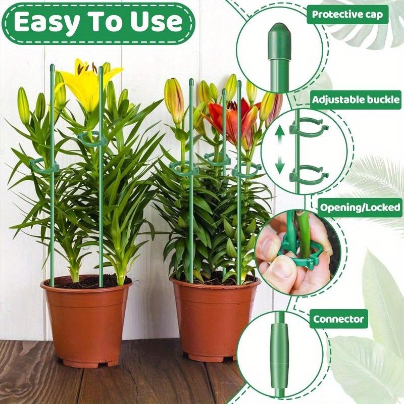 28 Pcs Adjustable Plant Support Sticks with 28 Rings and 14 Connectors for Indoor Outdoor Plants Potted Flowers Tomato Rose.