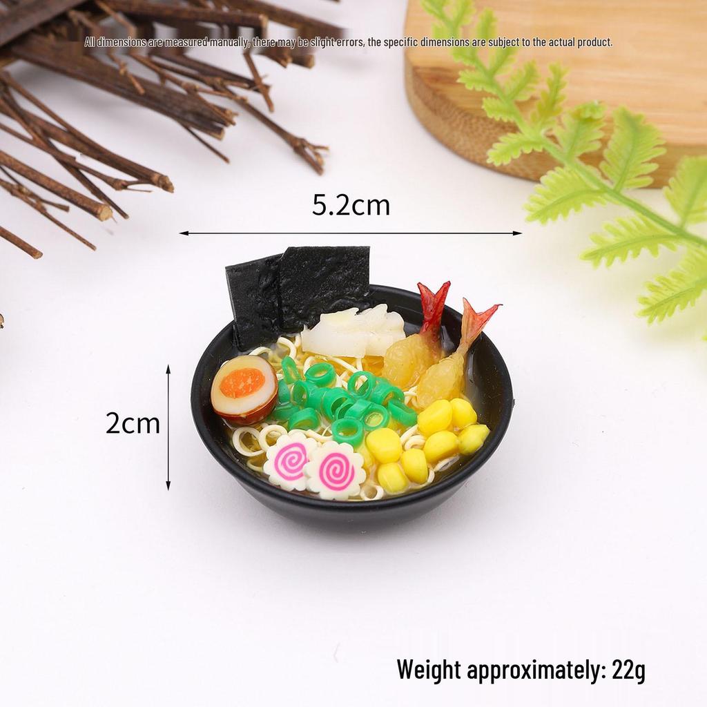 Mini Japanese Ramen Bowl Pendant - Creative Food Model Toy with Seafood Noodles