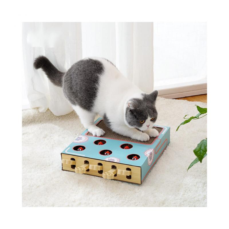 Cat Hunt Toy Wood, SCRATCH RESISTANT Surface Supports Natural Claw Sharpening, Whack A Mole Game Offers Interactive Fun