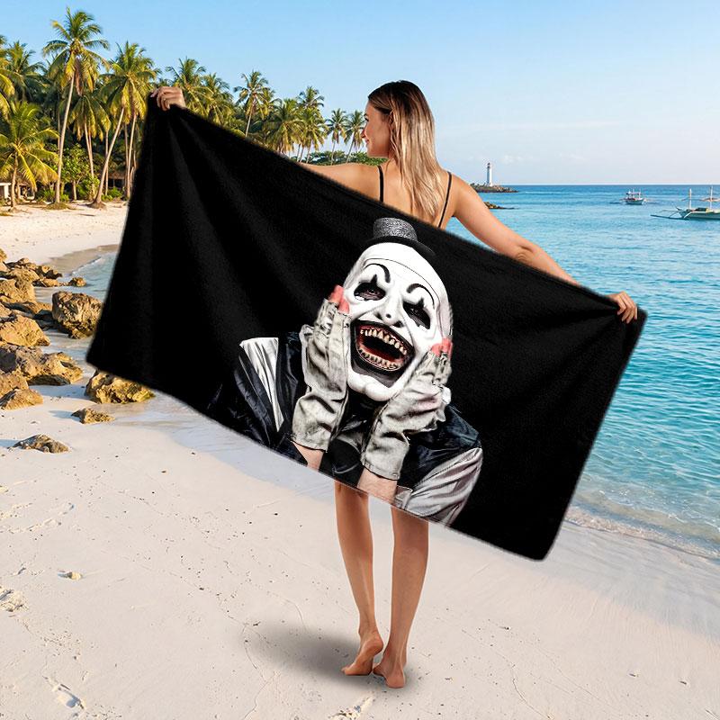Large Beach TowelTerrifier Art the Clown Soft Absorbent Towel Beach Bath Home Use