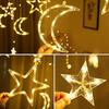 3.5M Solar Moon Star Curtain Lights Waterproof 8 Modes LED Fairy String Lamp for Christmas Party Garden Decor Decor for Room