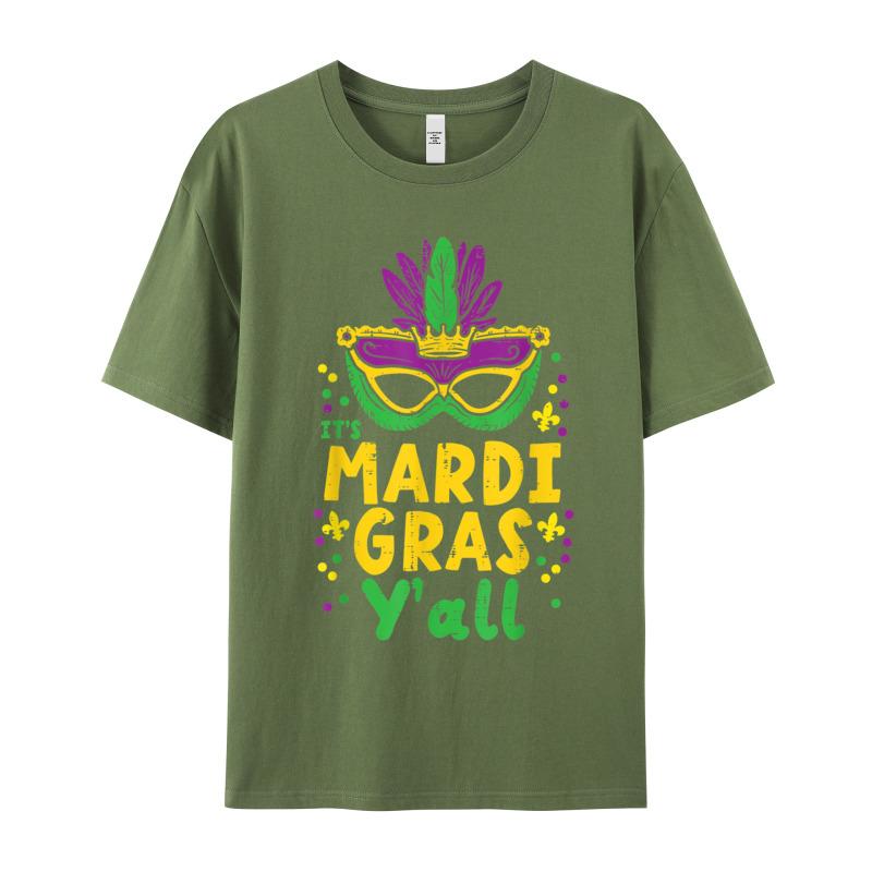 Its Mardi Gras Yall Mask Tshirt Normal Short Sleeve Newest Round Neck 100 Cotton Tees Letter Teeshirt Husband Valentine Day