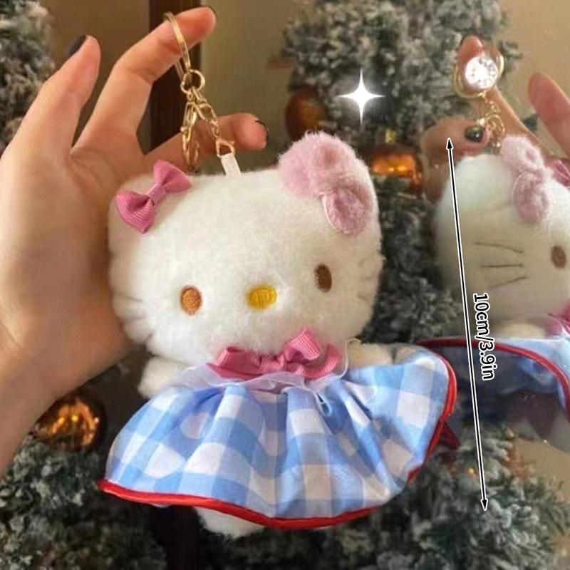 

Hello Kitty Plush Keychain Cute KT Angel Shaped Cat Kitty Pendant Lace Dress Kitty Bag Charm Holiday Birthday Gifts as shown