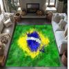 Brazil National Football Team Printed Flannel Area Rug Non Slip Soft Polyester Floor Carpet Indoor Decor Mat for Bedroom Living Room Sofa