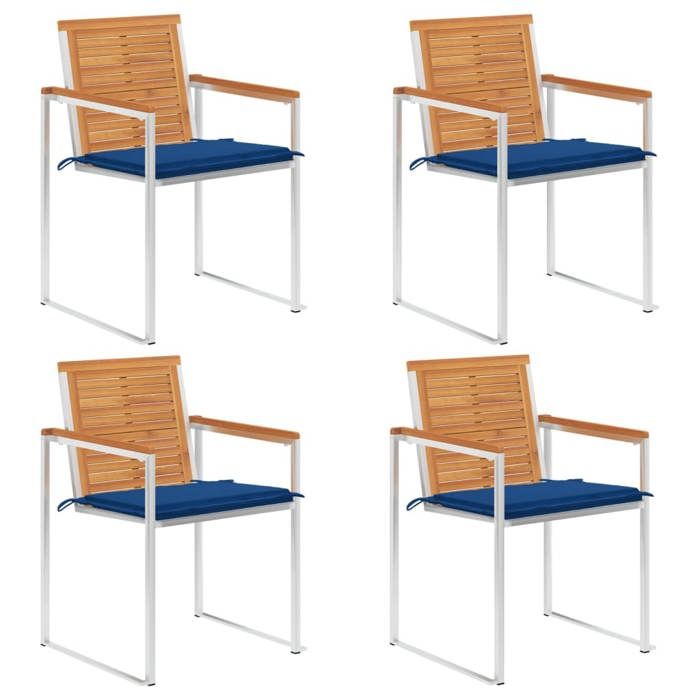 Maison Exclusive - Chaises de jardin lot de 4 avec coussins Bois d'acacia massif