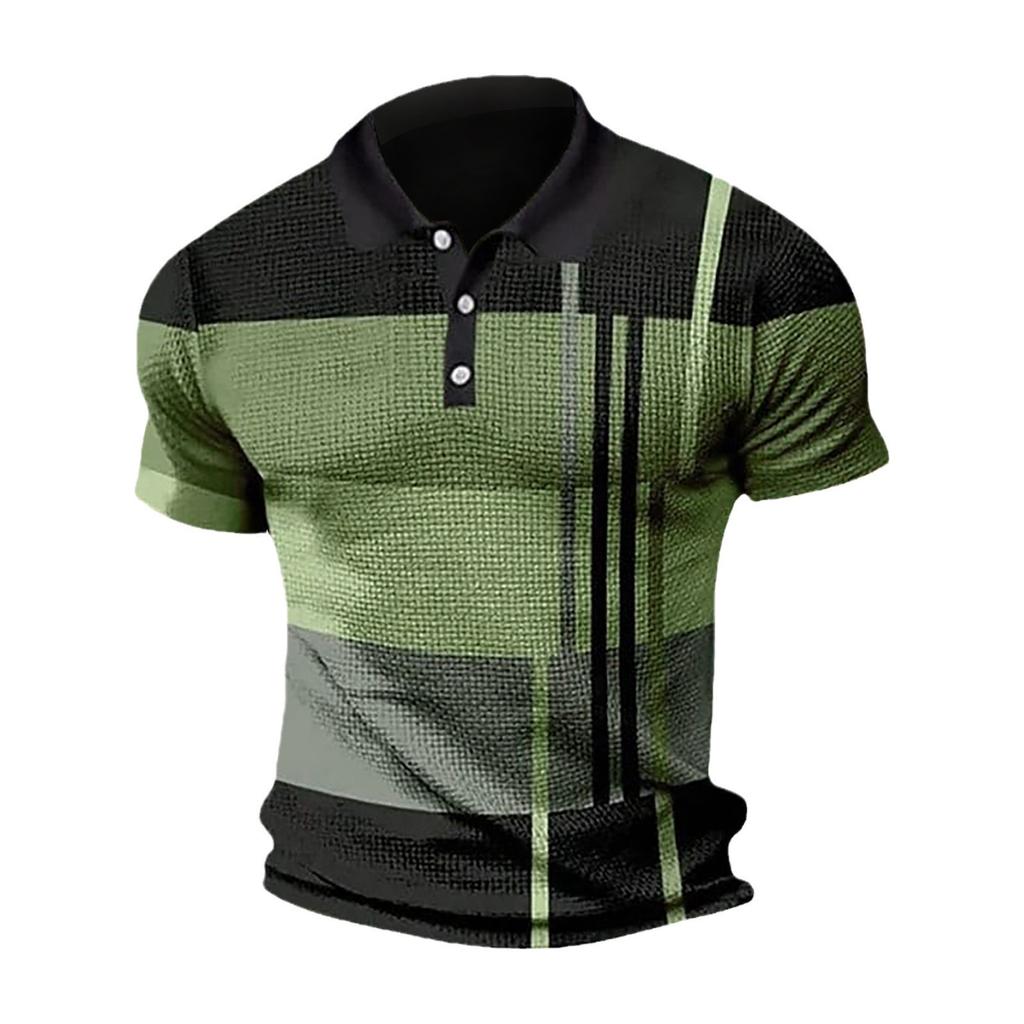 Summer New Men's Polo Shirt Short-sleeved Gradient Colour Buttons Top
