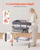 Foldable Baby Changing Diaper Station with Side Basket & Wheels Dark Gray